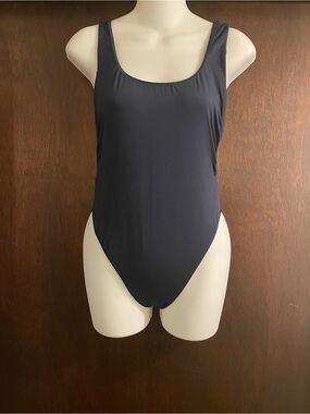 Aerie Brand Size Medium Navy Blue Scoop Neck Low Back Cheeky Style Swimsuit